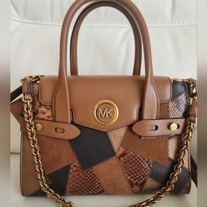 MK Carmen Small Patchwork Embossed Leather Satchel